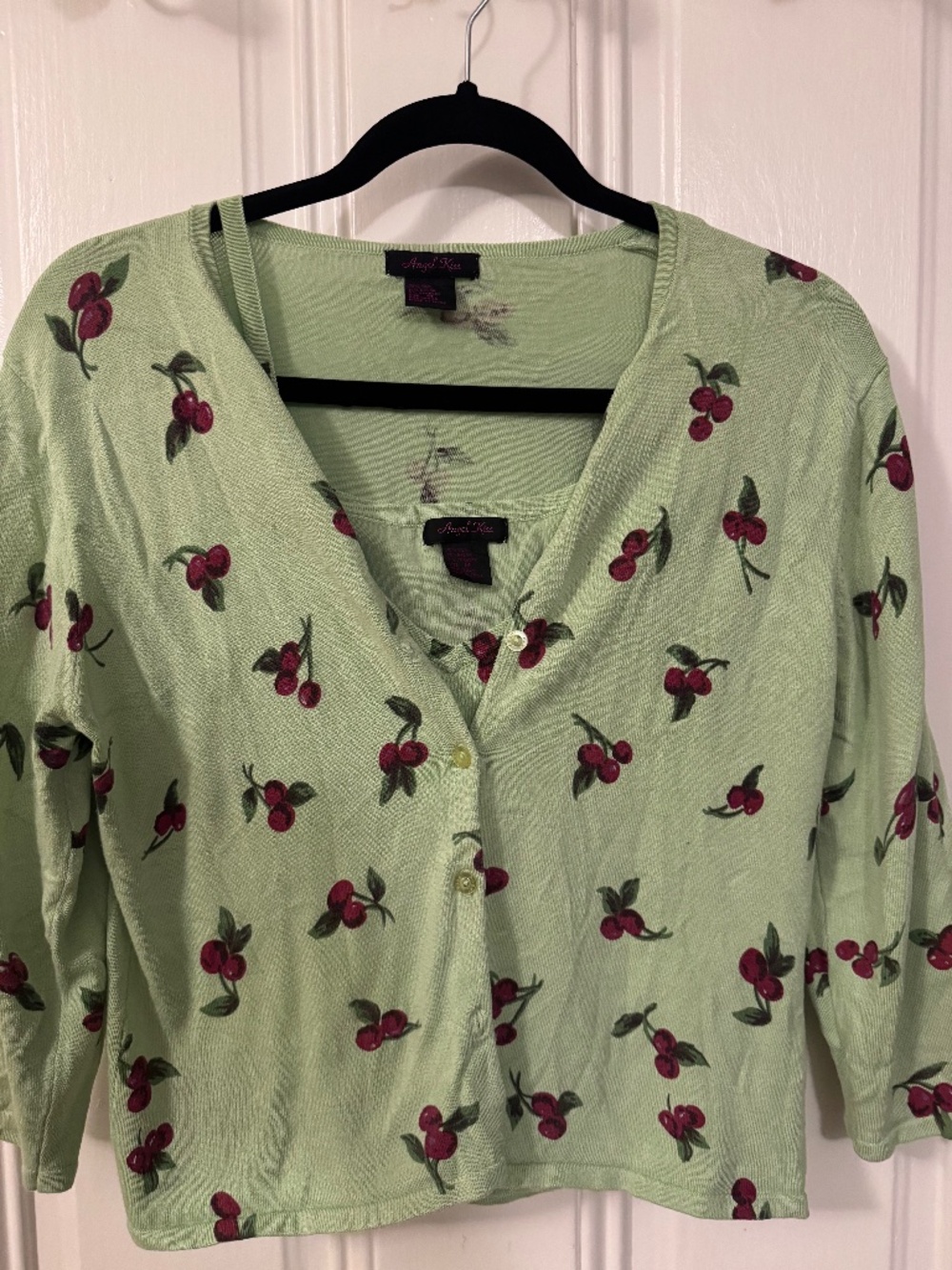 Adorable twinset - pistachio with cherry print - Size Medium